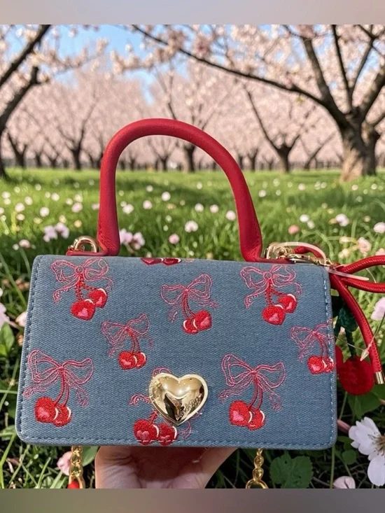 LUV BETSEY BETSEY Johnson denim and cherry Crossbody top Handel bag
NWT - Picture 12 of 13